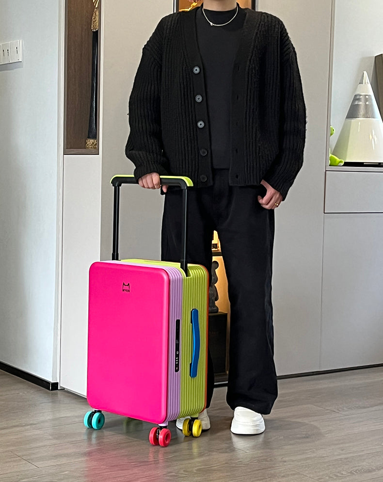 KLQDZMS Travel Luggage 20"24 Inch ABS + PC Boarding Box Large Capacity Trolley Case Women Universal Wheel Cabin Suitcase