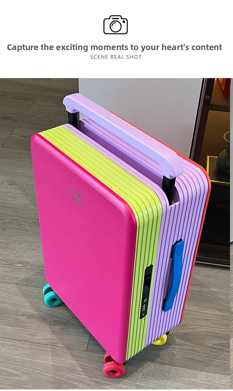 KLQDZMS Travel Luggage 20"24 Inch ABS + PC Boarding Box Large Capacity Trolley Case Women Universal Wheel Cabin Suitcase