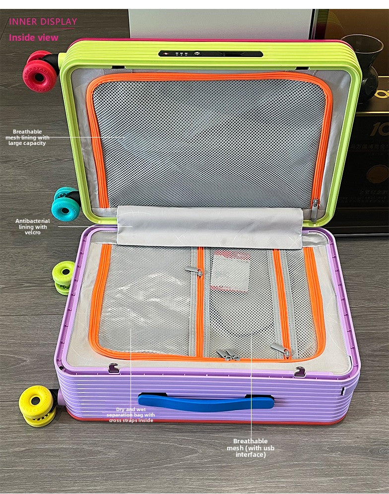 KLQDZMS Travel Luggage 20"24 Inch ABS + PC Boarding Box Large Capacity Trolley Case Women Universal Wheel Cabin Suitcase