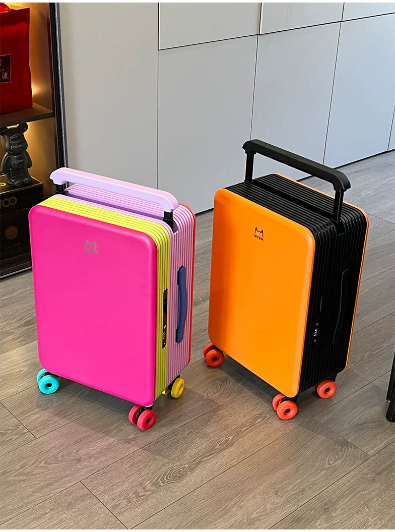 KLQDZMS Travel Luggage 20"24 Inch ABS + PC Boarding Box Large Capacity Trolley Case Women Universal Wheel Cabin Suitcase