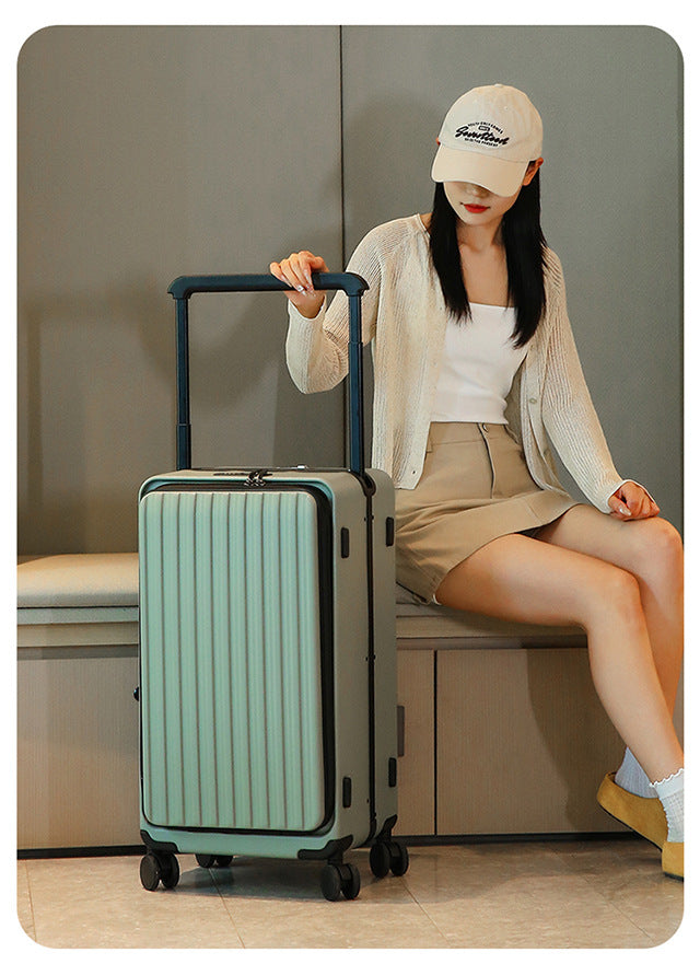 COLENARA Multifunctional Suitcase Front Opening Boarding Box USB Charging Trolley Case 20"24"26 Inch Large Capacity Luggage
