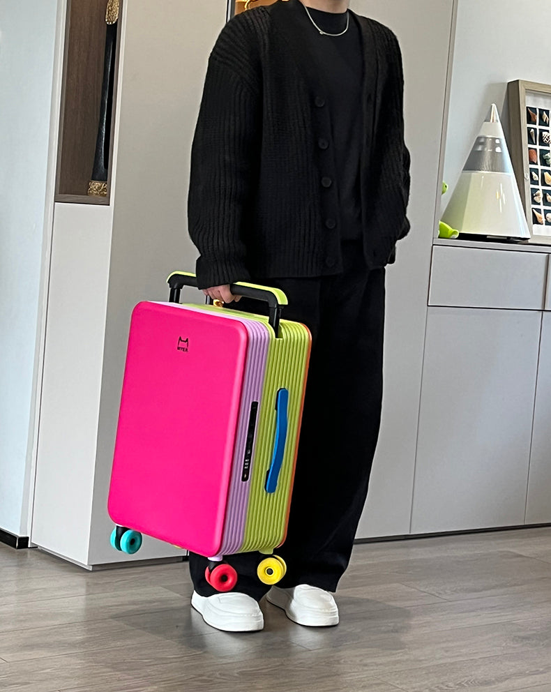KLQDZMS Travel Luggage 20"24 Inch ABS + PC Boarding Box Large Capacity Trolley Case Women Universal Wheel Cabin Suitcase