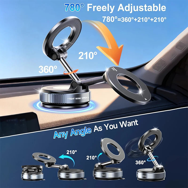 Universal Vacuum Car Phone Holder 360 Rotating Magnetic Foldable Adjustable Hands-Free Portable For Phone Car Mount Stand