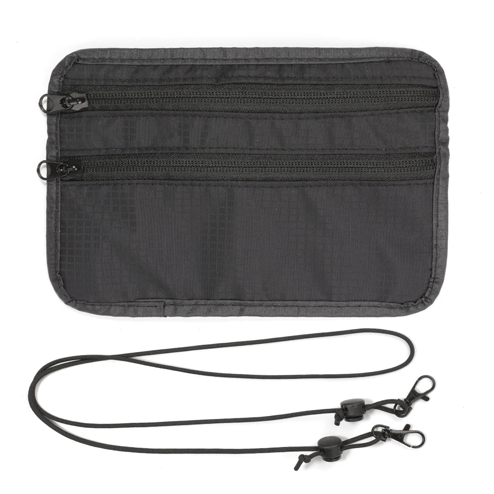 Travel RFID Wallet Passport Organizer, Lightweight Coin Purse With Adjustable Shoulder Strap For Credit Card, Cash, Cell Phone