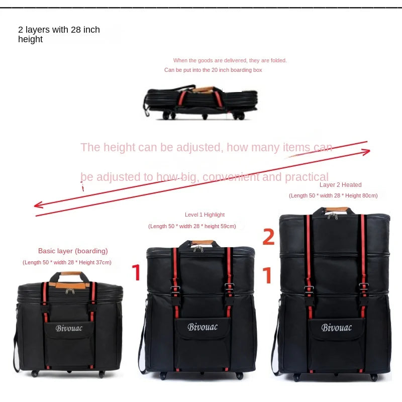 26/28/32/36 inch Extra Large Capacity Travel Bag Waterproof Oxford Cloth Foldable Luggage Bag Five wheels Travel Suitcase