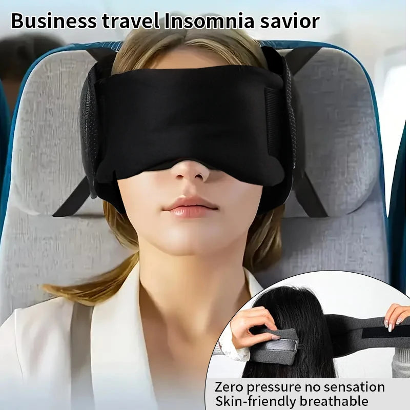 Travel Neck Pillow with Eye Mask Sleep Support Multi-Function Integrated Eye Mask Portable Foldable for Airplane Car Trips