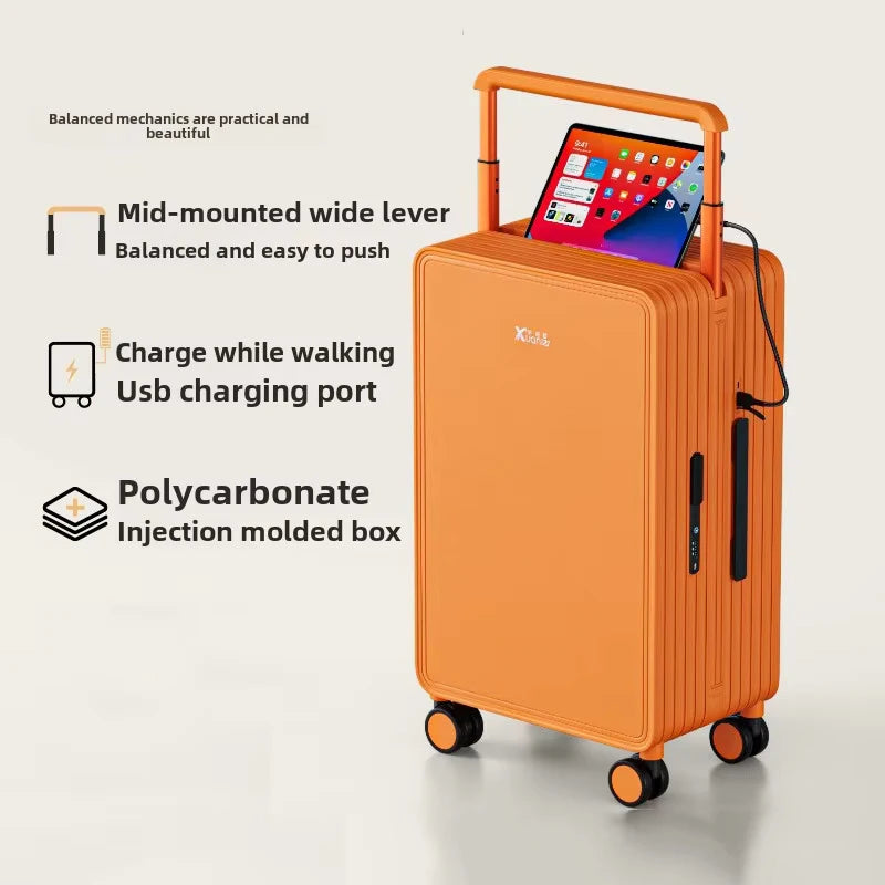 KLQDZMS Luggage ABS+PC Boarding Box 20"24"Large Capacity Cart Case Cart Style Travel Bag 26 Inch Universal Wheel Suitcase