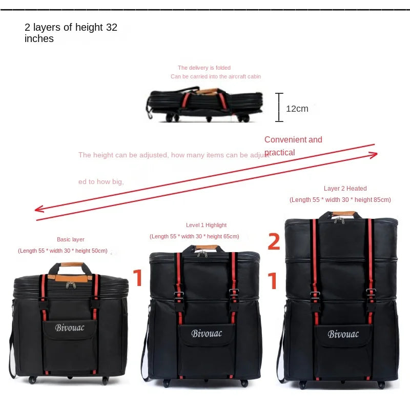 26/28/32/36 inch Extra Large Capacity Travel Bag Waterproof Oxford Cloth Foldable Luggage Bag Five wheels Travel Suitcase