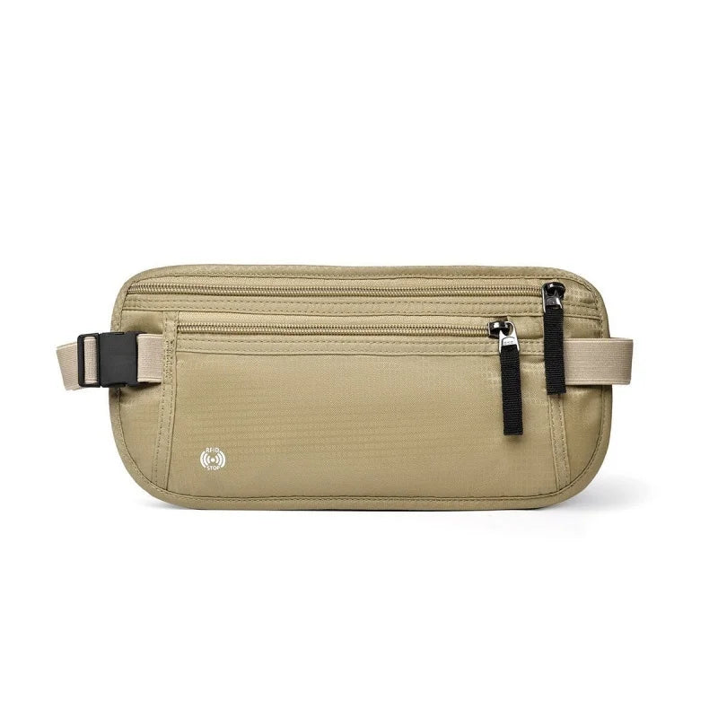 Travel Wallet Ultra-thin Passport Holder RFID Anti-theft Brush Fanny Pack Travel Multi-function Waterproof Document Storage Bag