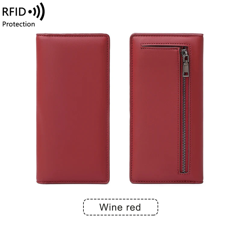 Travel RFID Passport Wallet for Women, Slim Long Leather Clutch with Card Slots & Coin Pocket, Perfect for Daily Commute & Trips