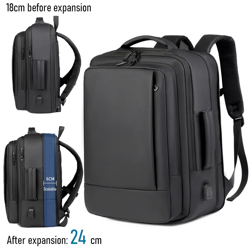 Travel Backpack Men Business Backpack School Expandable USB Bag Multifunctional Computer Bag Large Capacity Waterproof Backpack