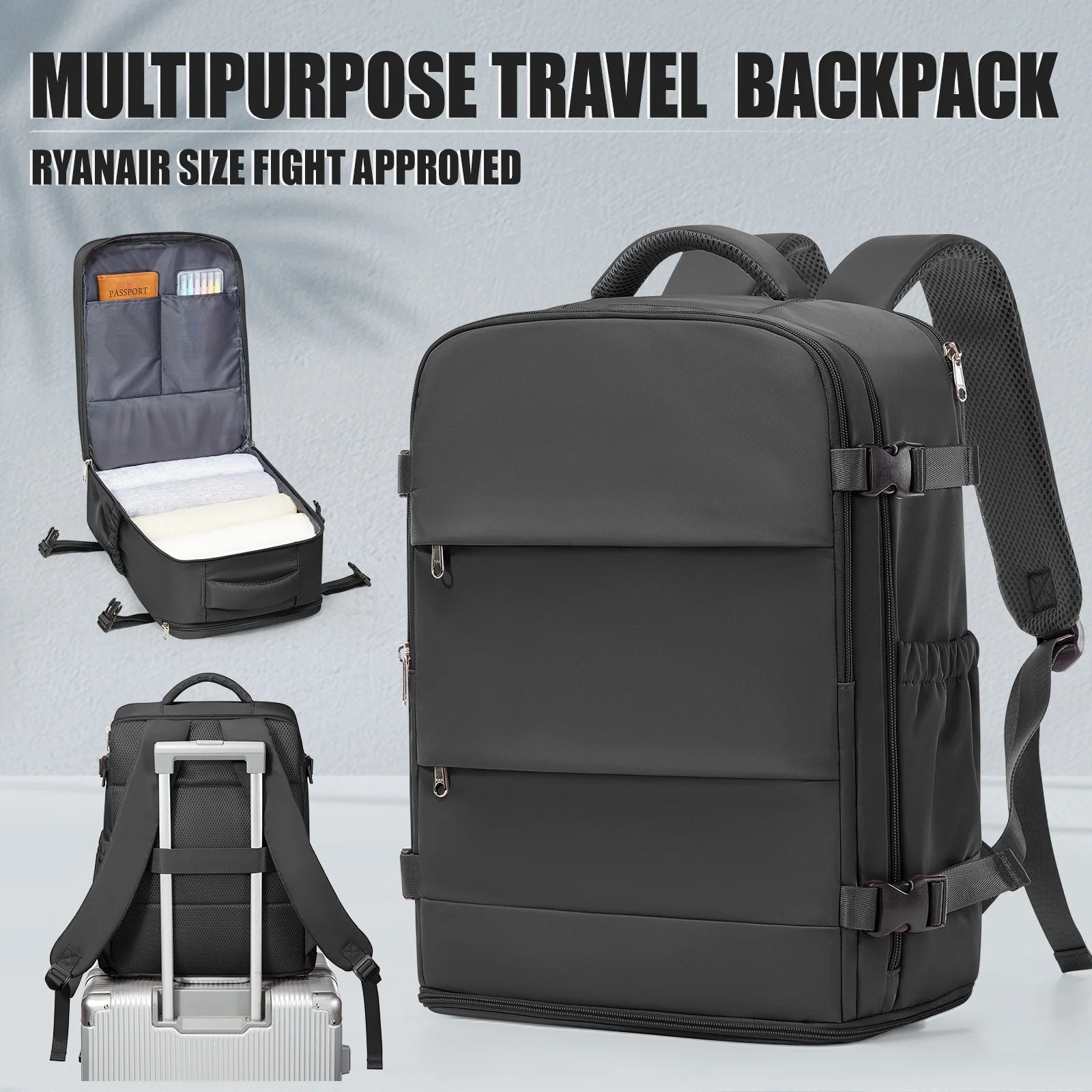 Travel Backpack for Women Men, Ryanair Backpack 40x30x20 Cabin Airplane Luggage EasyJet 45x36x20 Backpack Business Laptop Bag