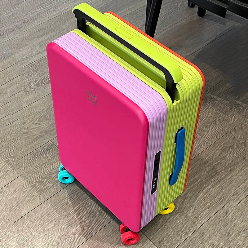 KLQDZMS Travel Luggage 20"24 Inch ABS + PC Boarding Box Large Capacity Trolley Case Women Universal Wheel Cabin Suitcase