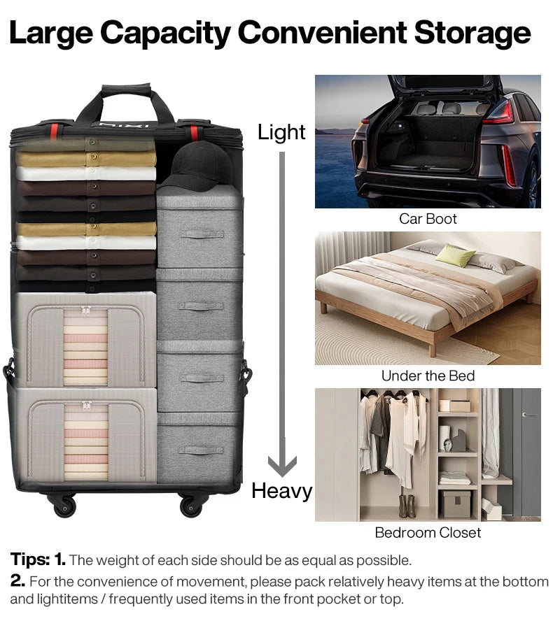 Mixi Expandable Large Capacity Foldable Travel Bag With Rolling Wheels Luggage Bag Duffel Bag M3015