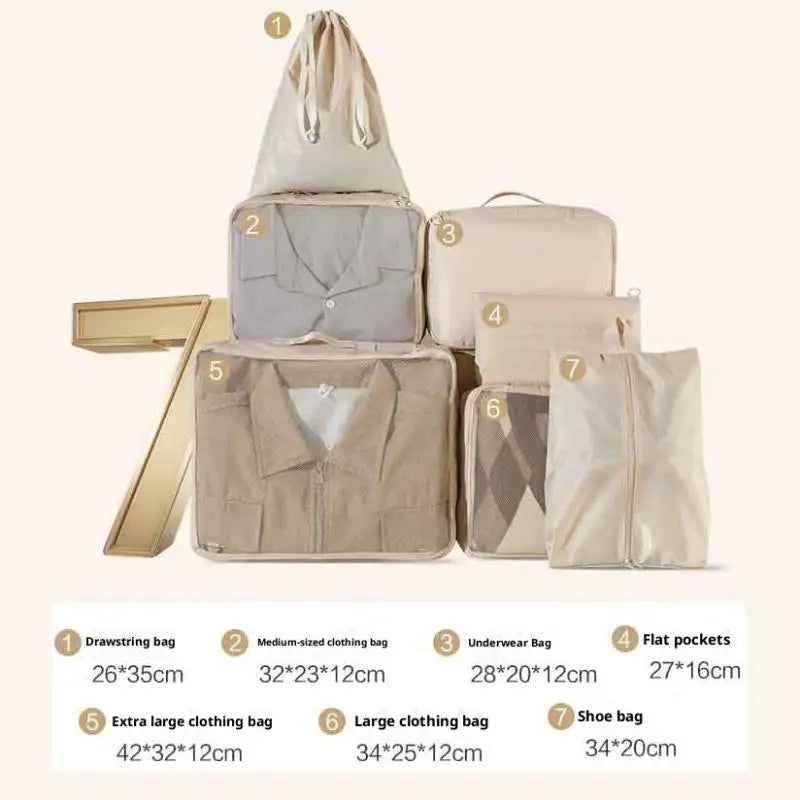 7Pcs/Set Travel Clothing Storage Bag Luggage Organizer Bags Toiletry Shoe Clothing Underwear Sorting Bag Travel Storage Bag Set