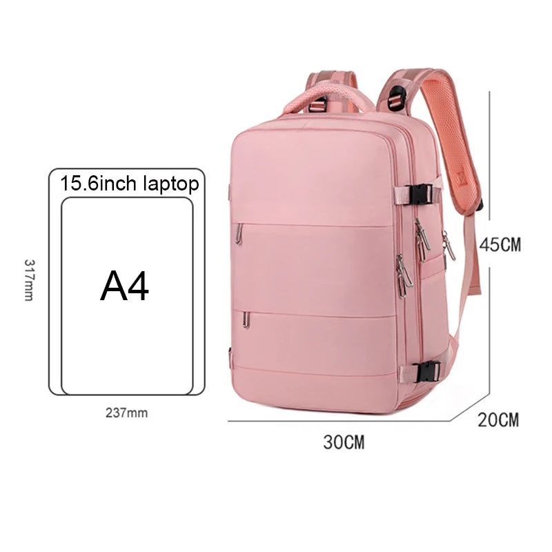 Men Women Travel Backpack Large Capacity Airline Approved Multifunction Backpack with Shoe Compartment Laptop Bag USB Charging