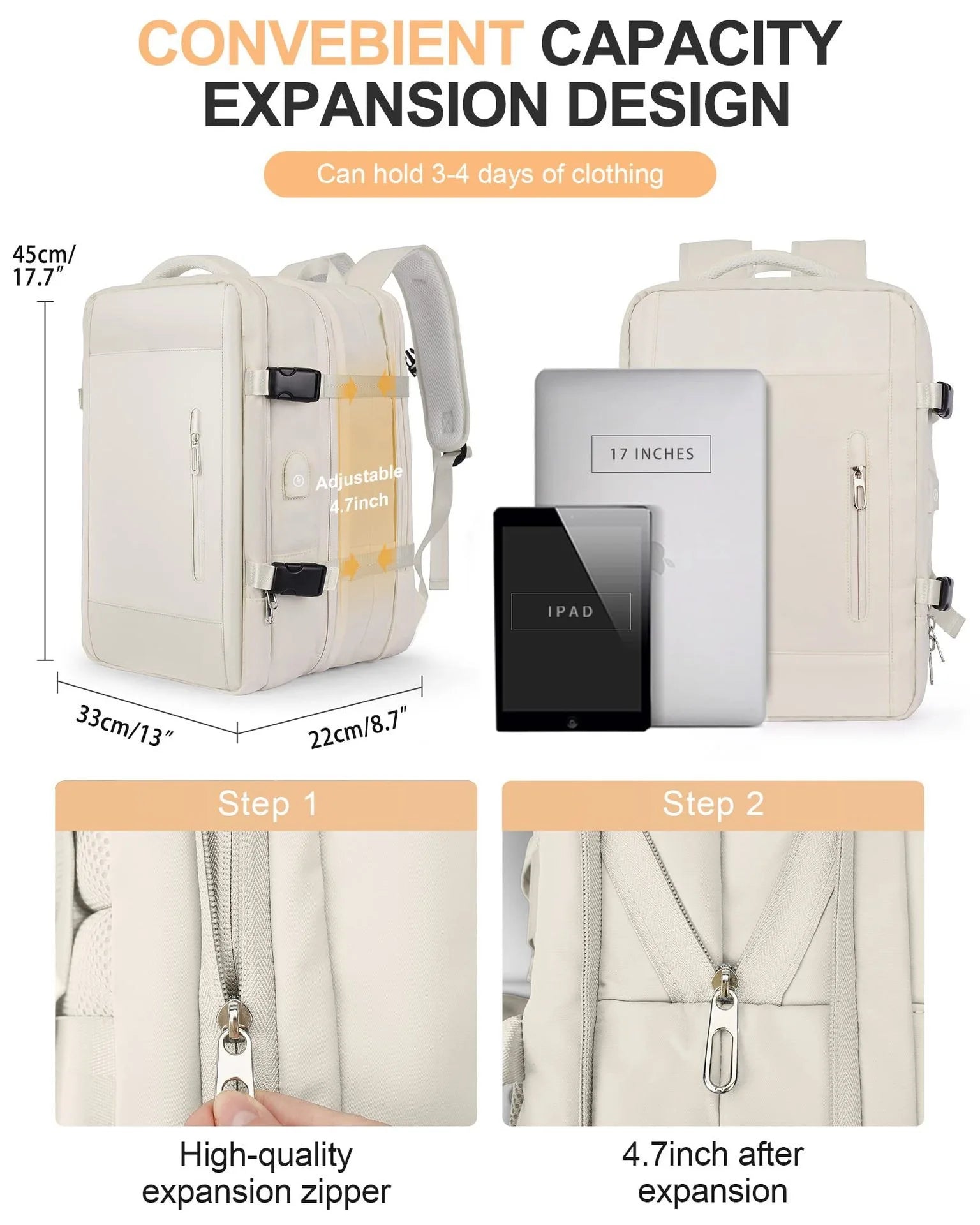 Large Capacity Travel Backpack Men and Women Laptop Bag Multifunctional Man Business Trip Expandable Airplane Backpacks