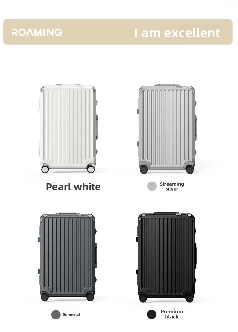 New ultra sturdy aluminum frame luggage, high aesthetic board case, universal wheel business travel box set, optional 20-28 inch