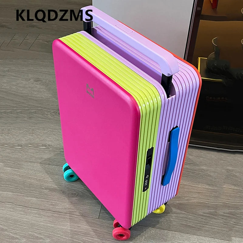KLQDZMS Travel Luggage 20"24 Inch ABS + PC Boarding Box Large Capacity Trolley Case Women Universal Wheel Cabin Suitcase