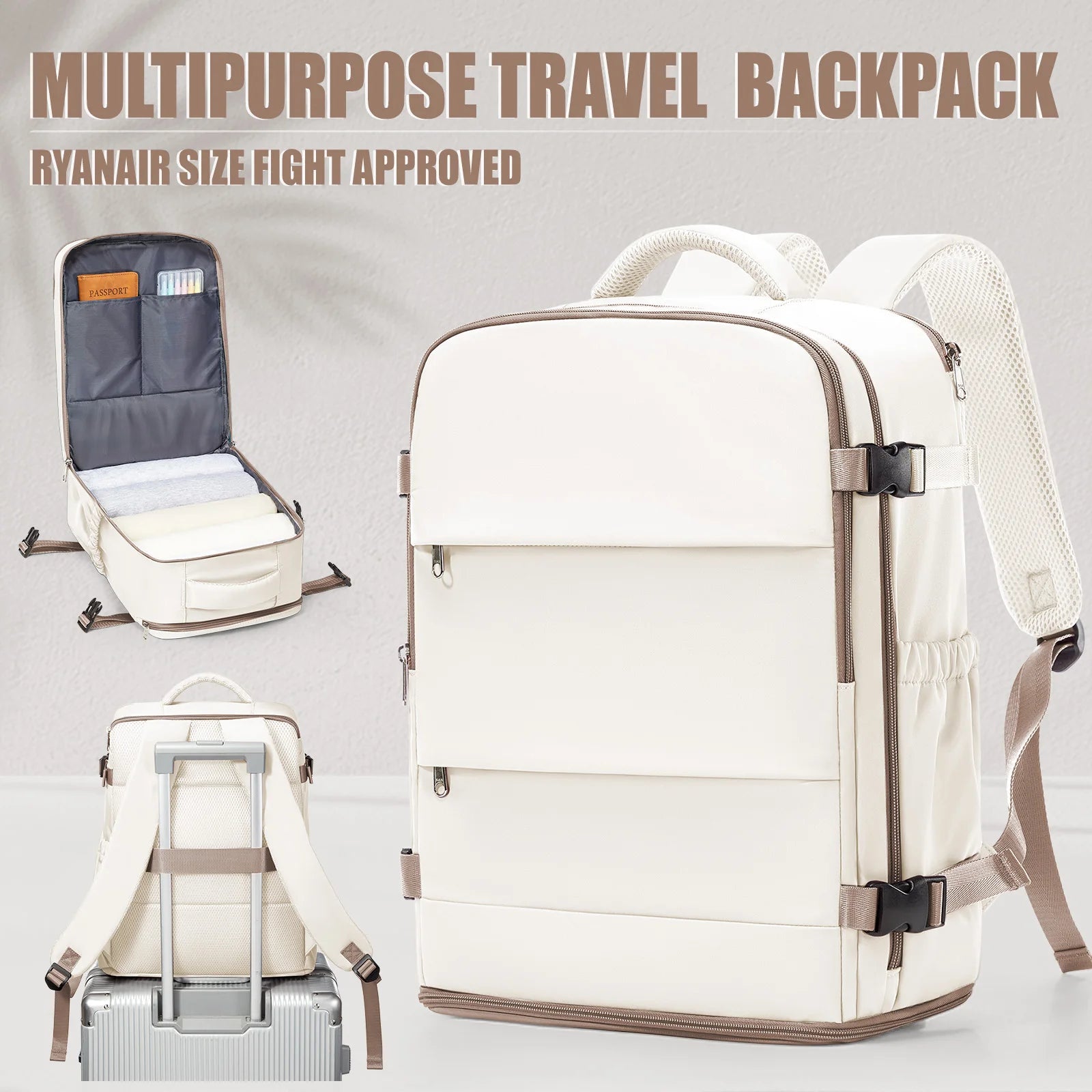 Travel Backpack for Women Men, Ryanair Backpack 40x30x20 Cabin Airplane Luggage EasyJet 45x36x20 Backpack Business Laptop Bag
