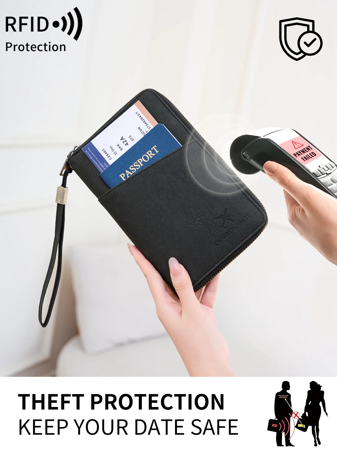 New Travel Passport Clip Wallet Women and Men Multifunctional PU Leather Card Holde RFID Anti Theft Swiping Wallets Storage Bag