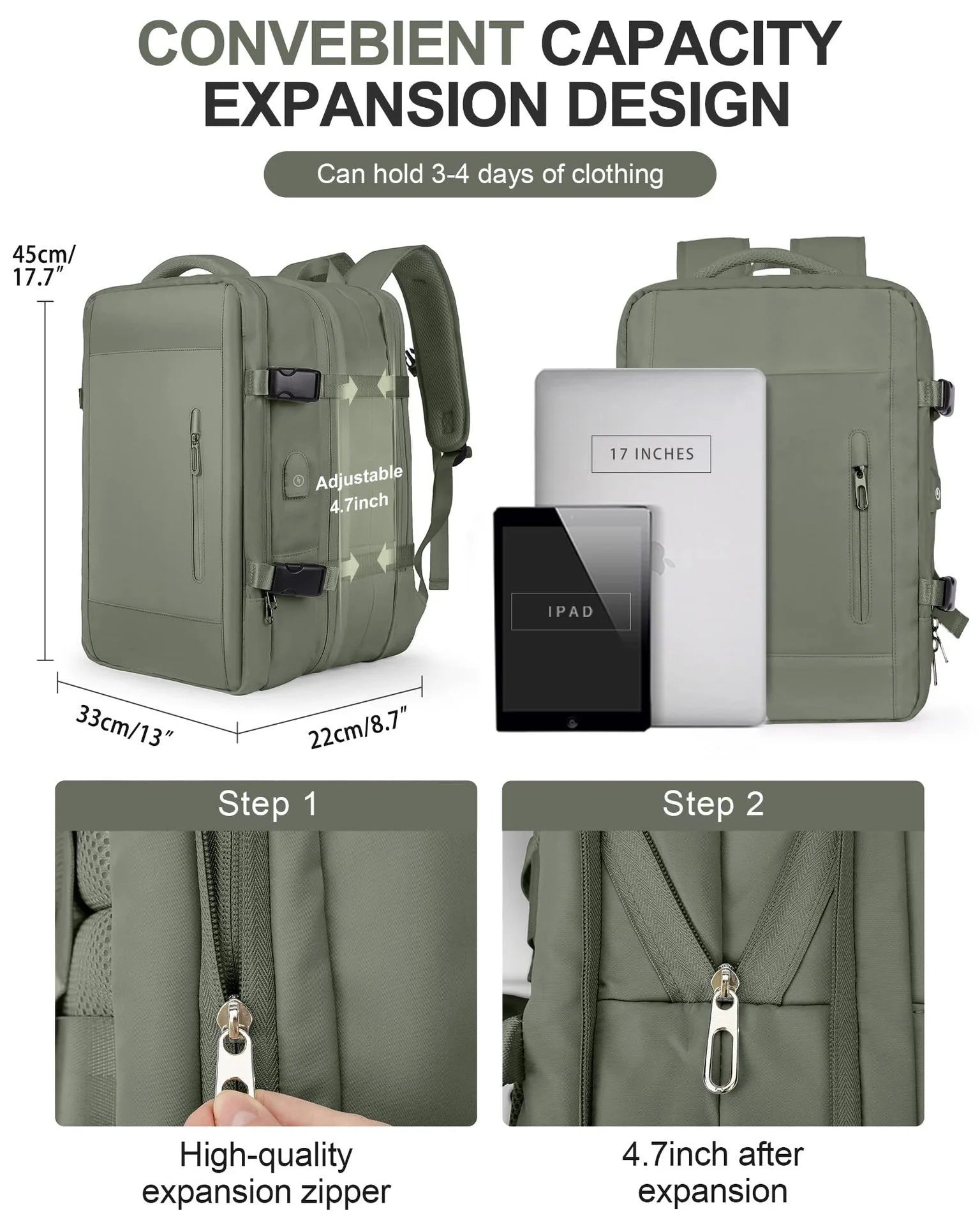 Large Capacity Travel Backpack Men and Women Laptop Bag Multifunctional Man Business Trip Expandable Airplane Backpacks