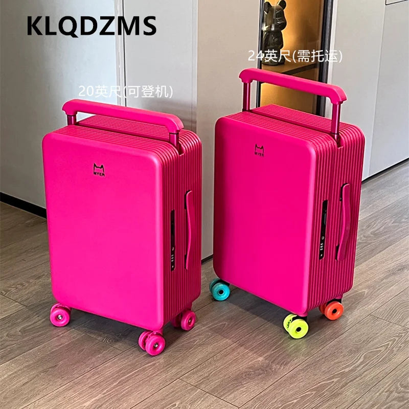 KLQDZMS Travel Luggage 20"24 Inch ABS + PC Boarding Box Large Capacity Trolley Case Women Universal Wheel Cabin Suitcase
