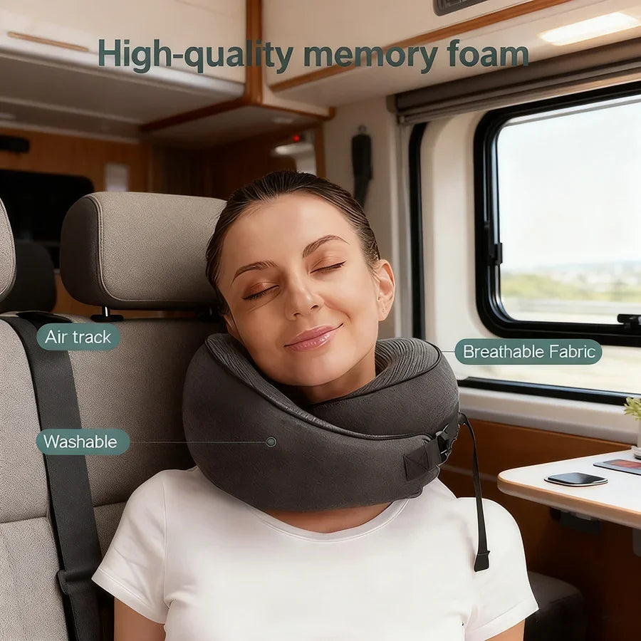 1pc Travel Pillow, Pure Neck Pillow, Comfortable & Breathable Cover, Machine Washable, for Airplane Travel, with Bag