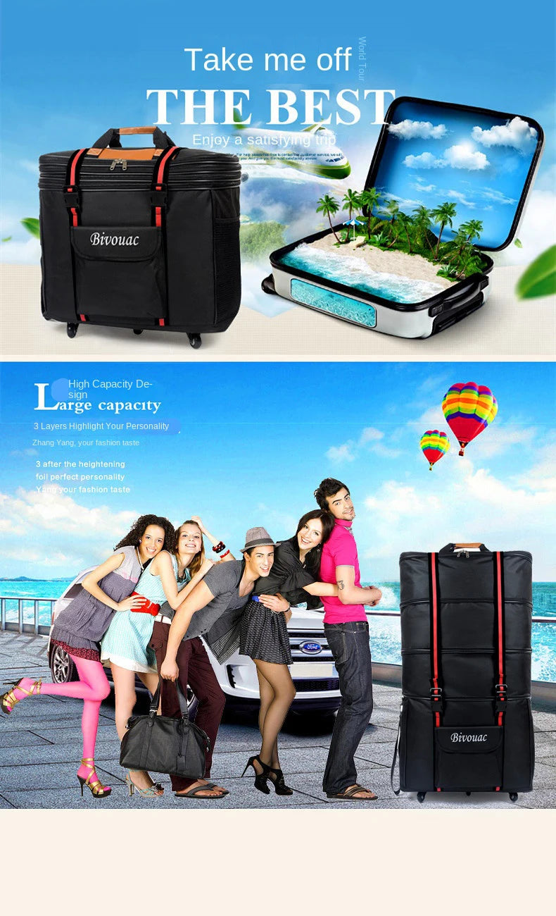 26/28/32/36 inch Extra Large Capacity Travel Bag Waterproof Oxford Cloth Foldable Luggage Bag Five wheels Travel Suitcase
