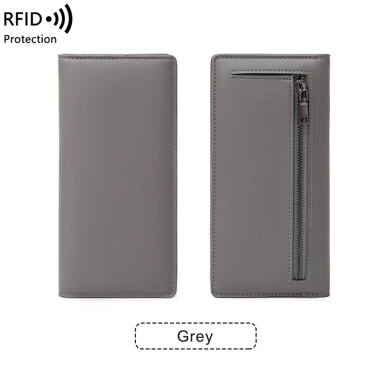 Travel RFID Passport Wallet for Women, Slim Long Leather Clutch with Card Slots & Coin Pocket, Perfect for Daily Commute & Trips