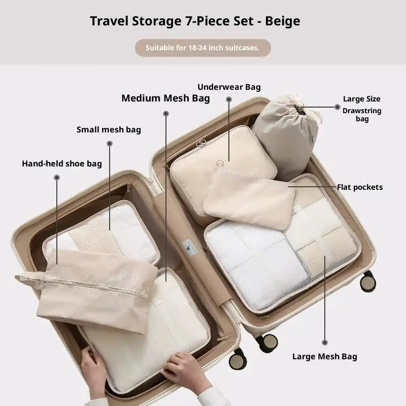 7Pcs/Set Travel Clothing Storage Bag Luggage Organizer Bags Toiletry Shoe Clothing Underwear Sorting Bag Travel Storage Bag Set
