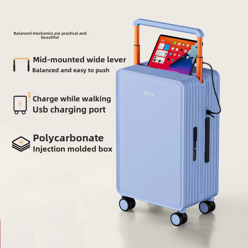 KLQDZMS Luggage ABS+PC Boarding Box 20"24"Large Capacity Cart Case Cart Style Travel Bag 26 Inch Universal Wheel Suitcase