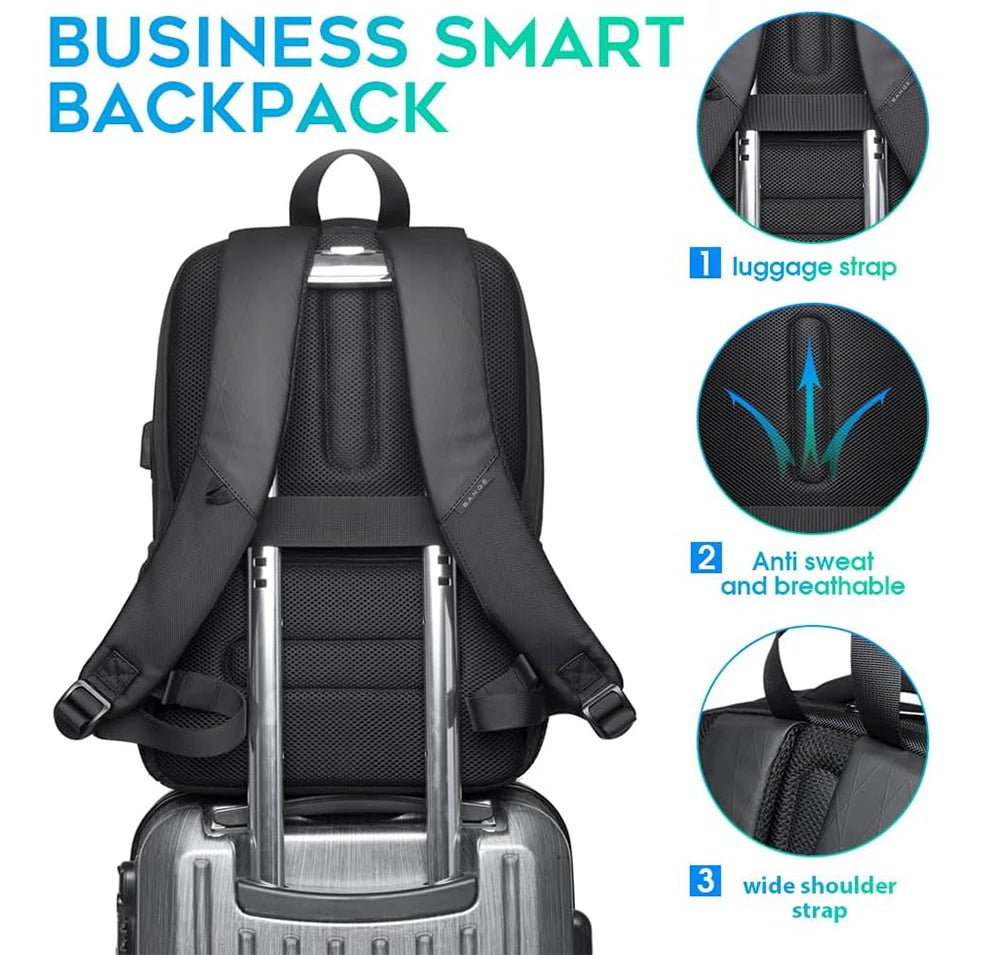 BANGE Lightweight 15.6 inch Laptop Backpack Waterproof USB Charge Port Multifunctional Travel Hiking School Bag Mochila for Men