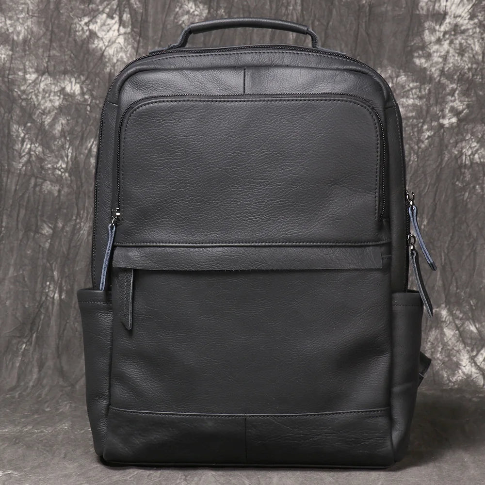 Men's Backpack Natural Head Layer Cowhide Vintage Crossbody Women's Outdoor Travel Backpack 15 inch Laptop Bag Leathfocus