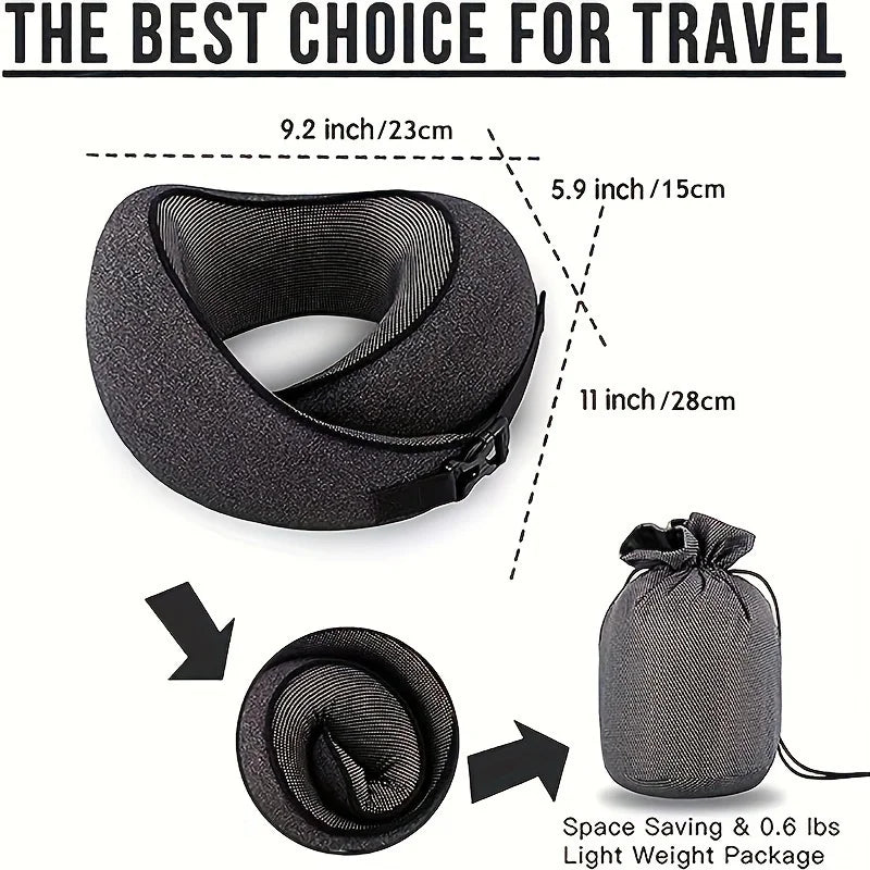 1pc Travel Pillow, Pure Neck Pillow, Comfortable & Breathable Cover, Machine Washable, for Airplane Travel, with Bag