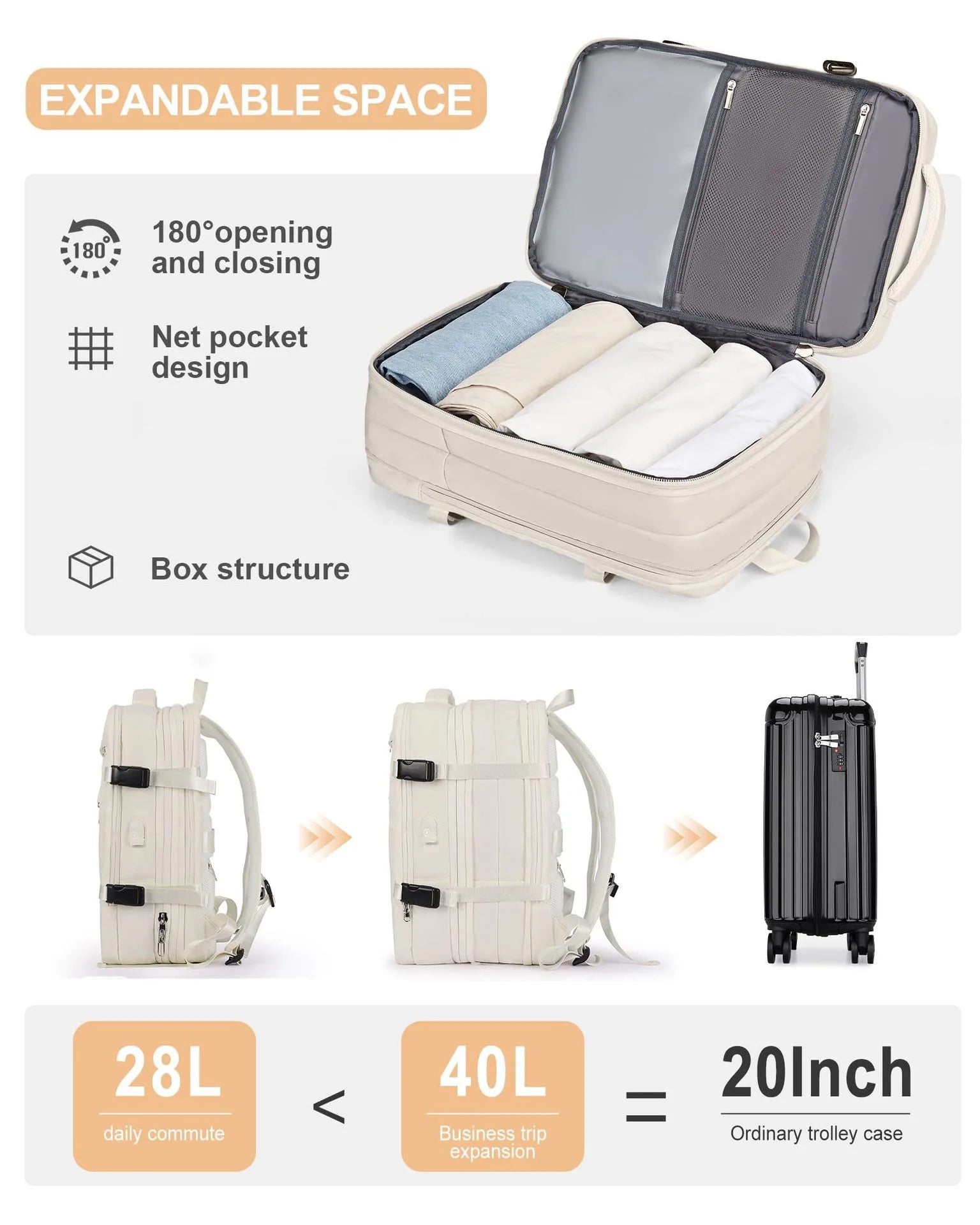 Large Capacity Travel Backpack Men and Women Laptop Bag Multifunctional Man Business Trip Expandable Airplane Backpacks