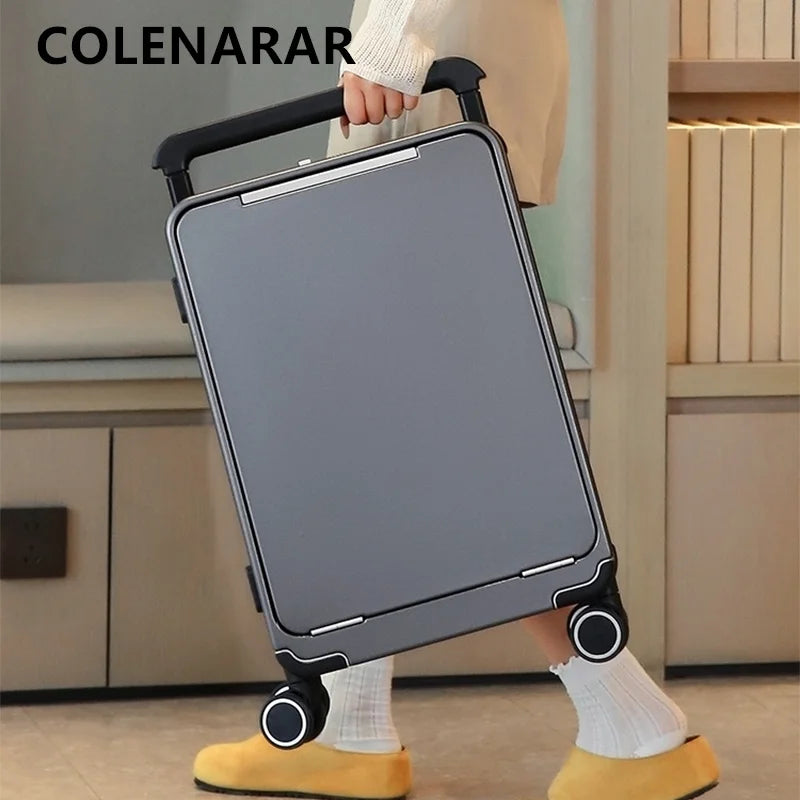 COLENARA Multifunctional Suitcase Front Opening Boarding Box USB Charging Trolley Case 20"24"26 Inch Large Capacity Luggage