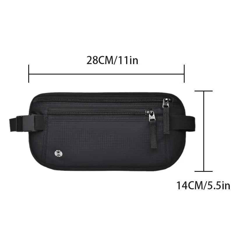 Travel Wallet Ultra-thin Passport Holder RFID Anti-theft Brush Fanny Pack Travel Multi-function Waterproof Document Storage Bag