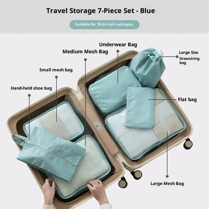 7Pcs/Set Travel Clothing Storage Bag Luggage Organizer Bags Toiletry Shoe Clothing Underwear Sorting Bag Travel Storage Bag Set