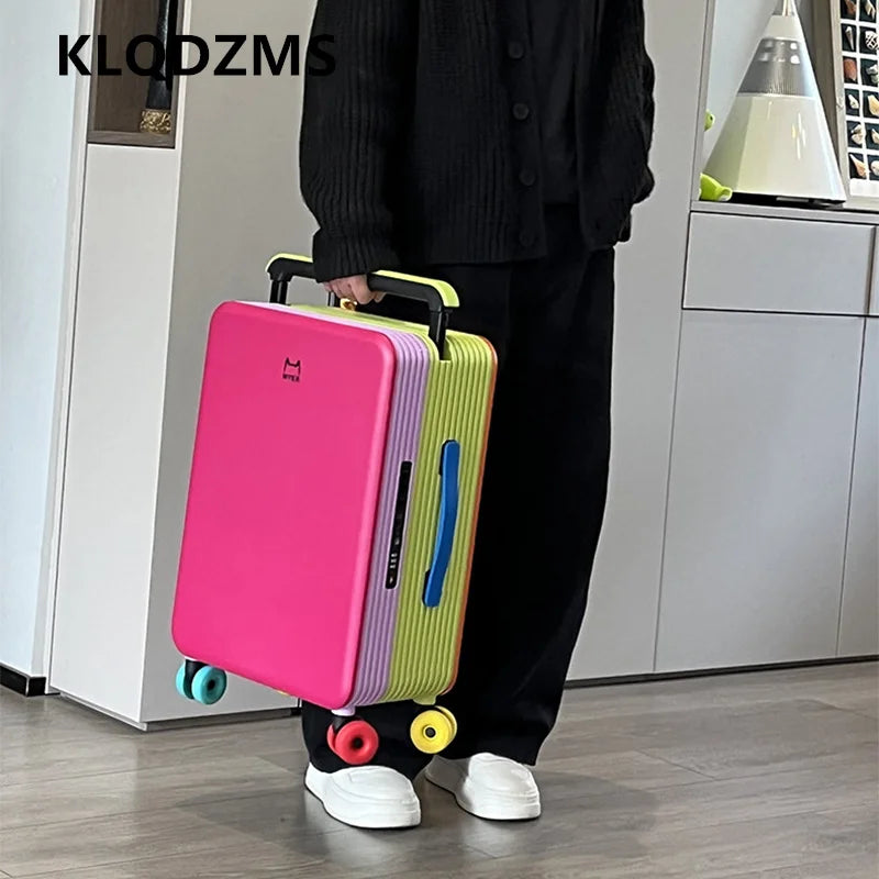 KLQDZMS Travel Luggage 20"24 Inch ABS + PC Boarding Box Large Capacity Trolley Case Women Universal Wheel Cabin Suitcase