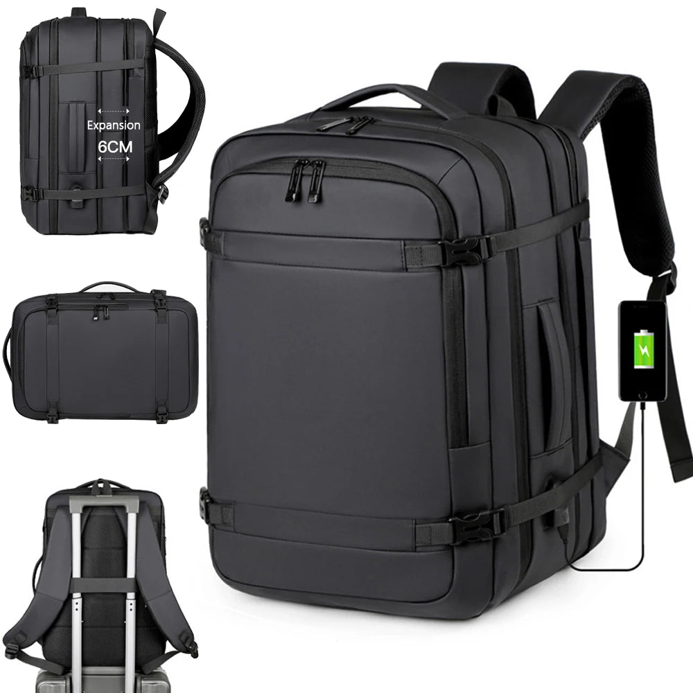 Travel Backpack Men Business Backpack School Expandable USB Bag Multifunctional Computer Bag Large Capacity Waterproof Backpack