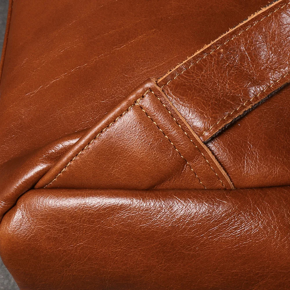 Men's Backpack Natural Head Layer Cowhide Vintage Crossbody Women's Outdoor Travel Backpack 15 inch Laptop Bag Leathfocus
