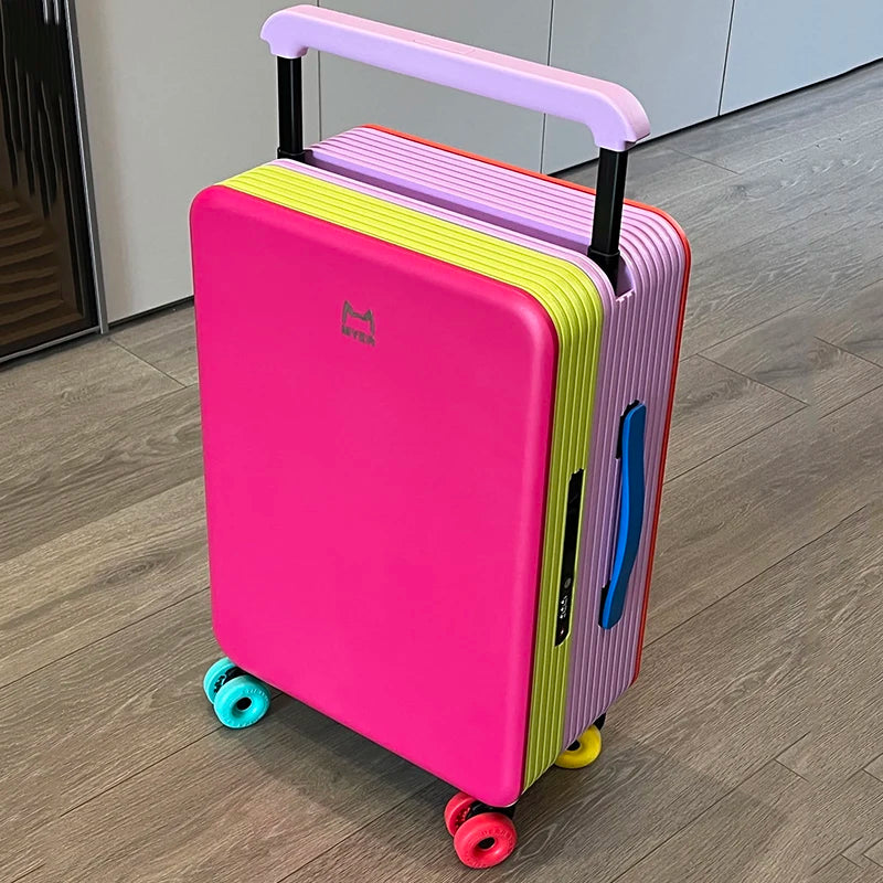 KLQDZMS Travel Luggage 20"24 Inch ABS + PC Boarding Box Large Capacity Trolley Case Women Universal Wheel Cabin Suitcase