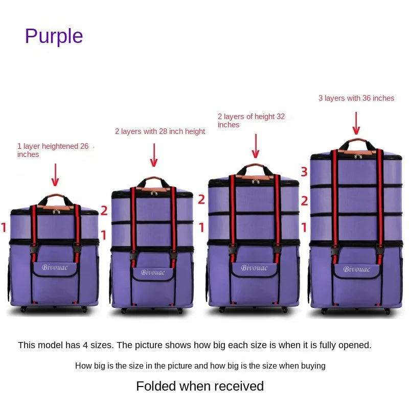 26/28/32/36 inch Extra Large Capacity Travel Bag Waterproof Oxford Cloth Foldable Luggage Bag Five wheels Travel Suitcase