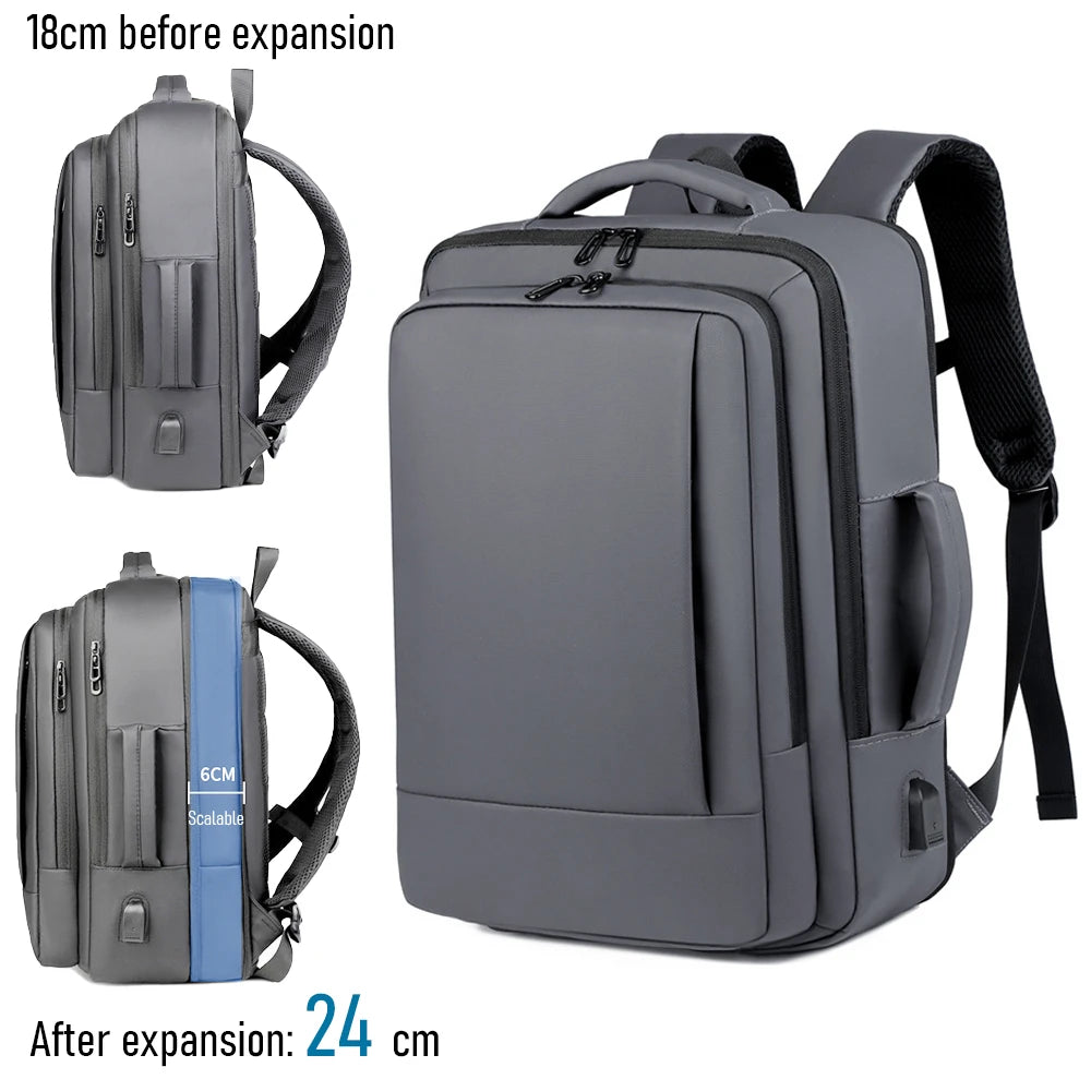 Travel Backpack Men Business Backpack School Expandable USB Bag Multifunctional Computer Bag Large Capacity Waterproof Backpack