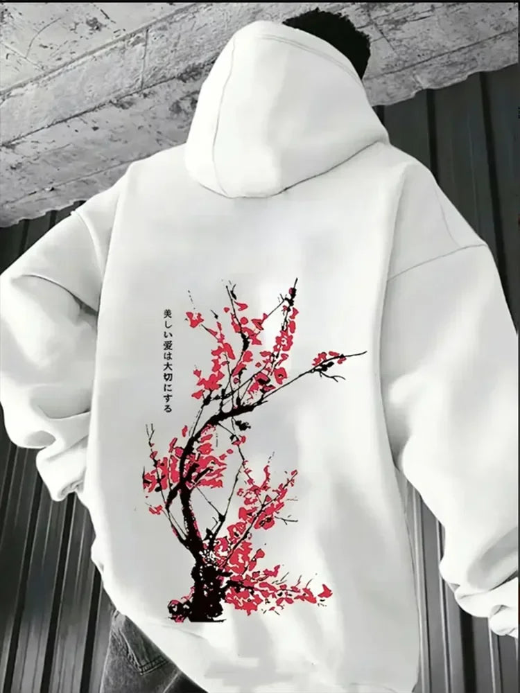 Latest Harajuku style street printed men's hooded sweatshirt, youthful, sporty, casual, fashionable and comfortable top