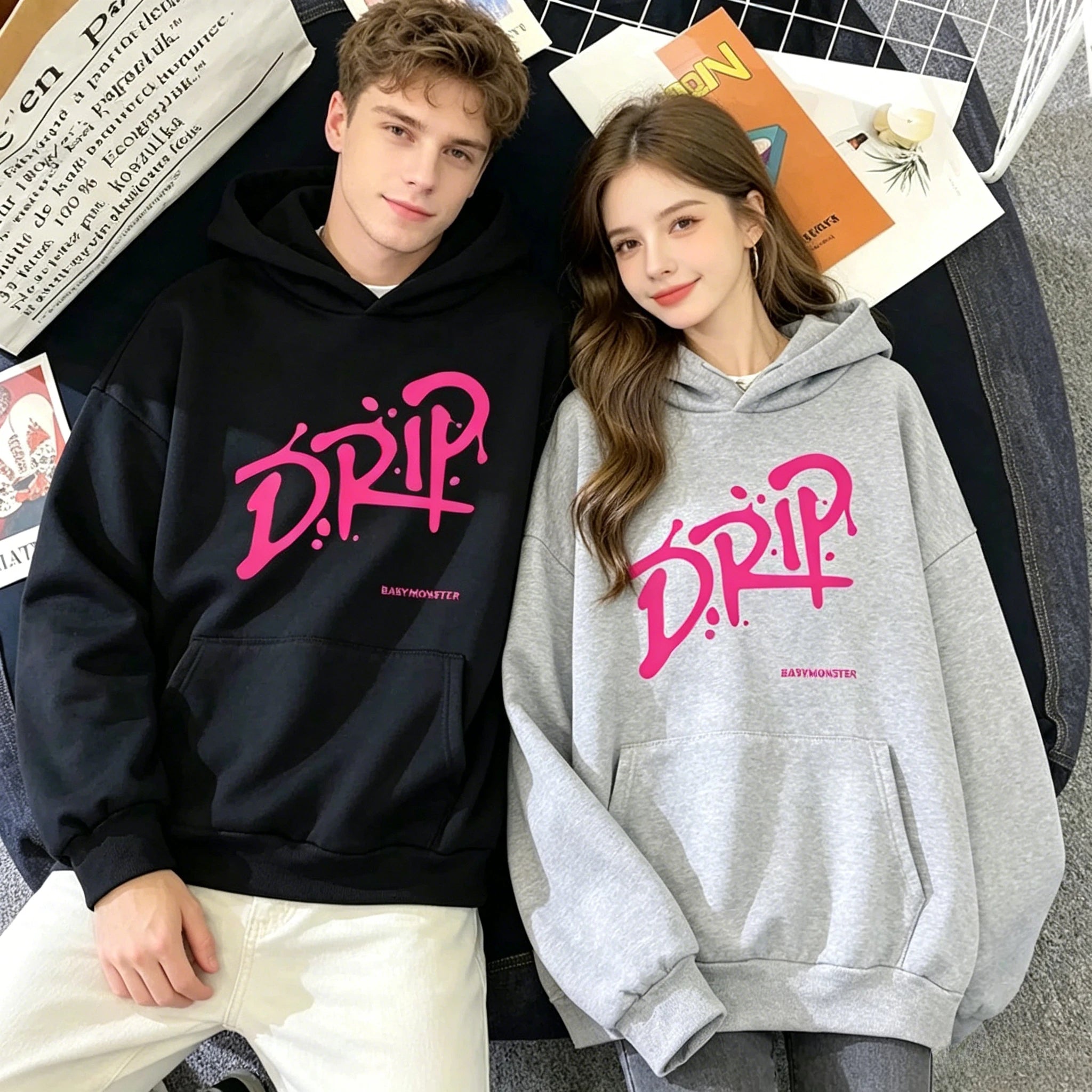 2026 Dripping Hoodies Retro Unisex Harajuku Aesthetic Hoodie Suitable for Men and Women Autumn Winter