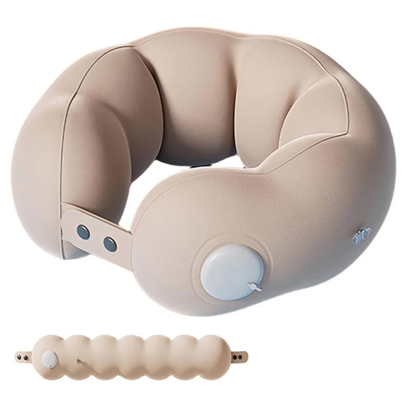 Inflatable Travel Neck Pillow For Airplane Train Car Washable Pillowcase U Shaped Office Napping Pillow, Adjustable And Soft