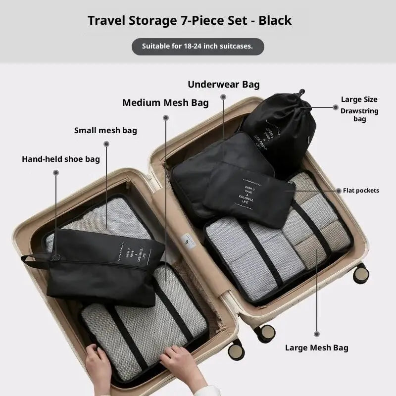 7Pcs/Set Travel Clothing Storage Bag Luggage Organizer Bags Toiletry Shoe Clothing Underwear Sorting Bag Travel Storage Bag Set