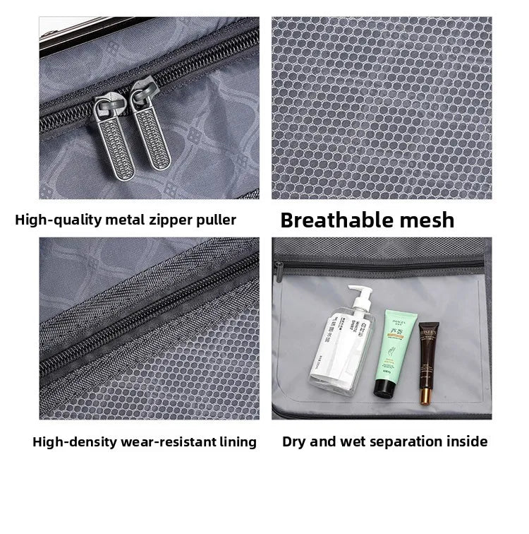 Wolverine luggage, a hard-shell suitcase with 108 rivets, 20-28 inches in size, featuring silent all-terrain wheels, a cup holde